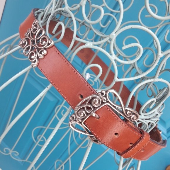 Genuine Leather Belt Boho Silver Metal Belt Buckle Ornate Studded Belts Fossil M - Picture 11 of 13